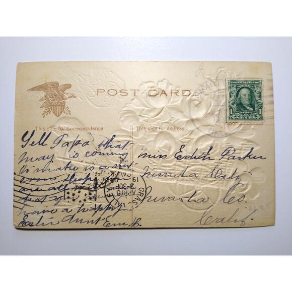 Easter Postcard Raised Image Baby Chick Fantasy Cart 1909 Airbrushed P Sanders - Picture 4 of 4